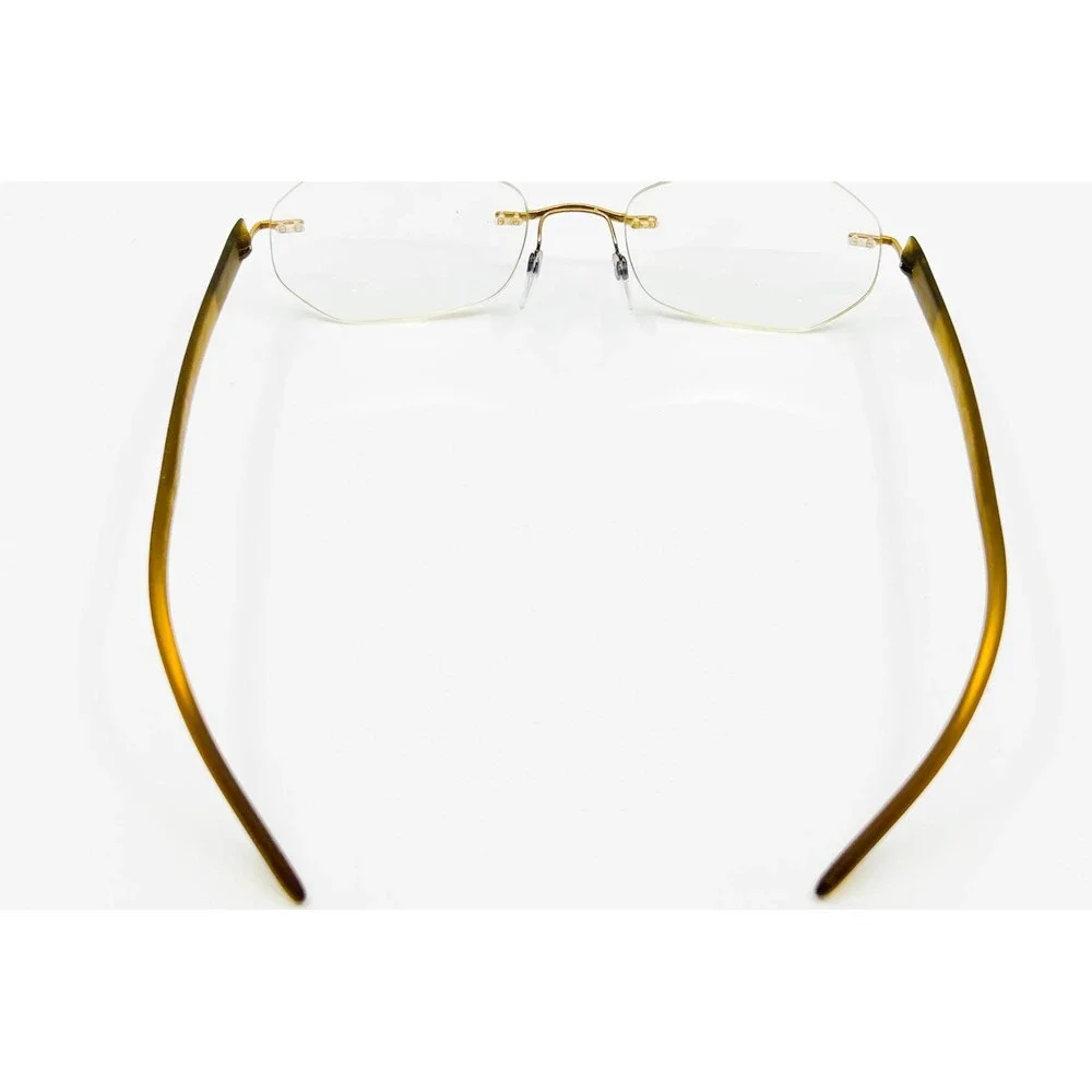 Silhouette Eyeglasses Frames Unisex Gold Brown Rimless 7608 20 6051 19 140